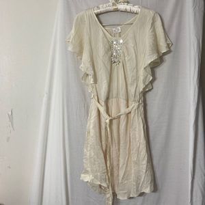 Yahada Cream Belted Sequin Mini Dress NWOT